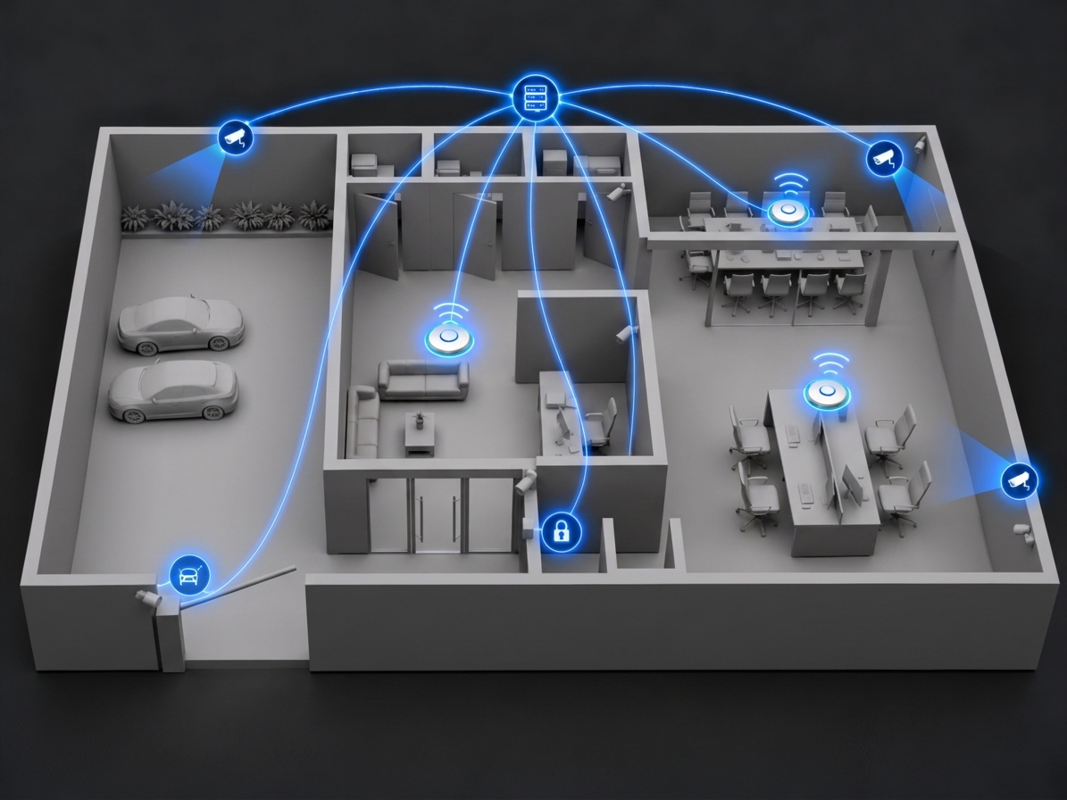 Network and technology infrastructure in an office or commercial environment
